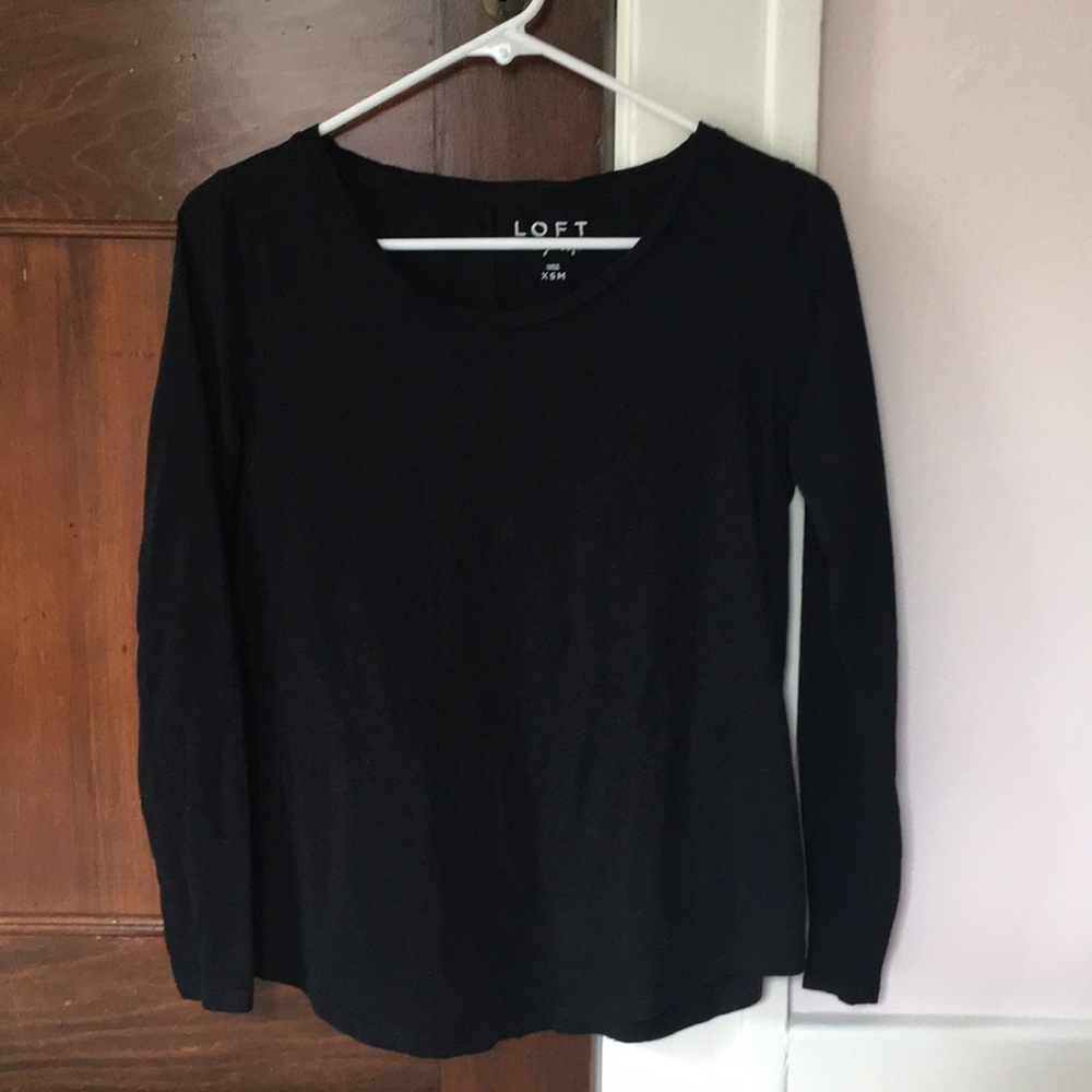 Loft maternity long sleeve cotton black t-shirt